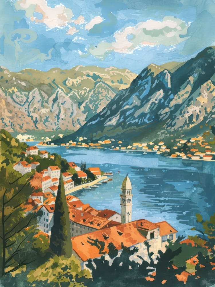 Affiche de voyage Lieux heureux Kotor 1