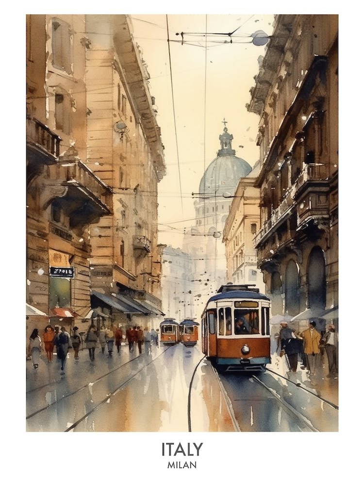 Milan, Italy 1 Watercolor Travel Poster