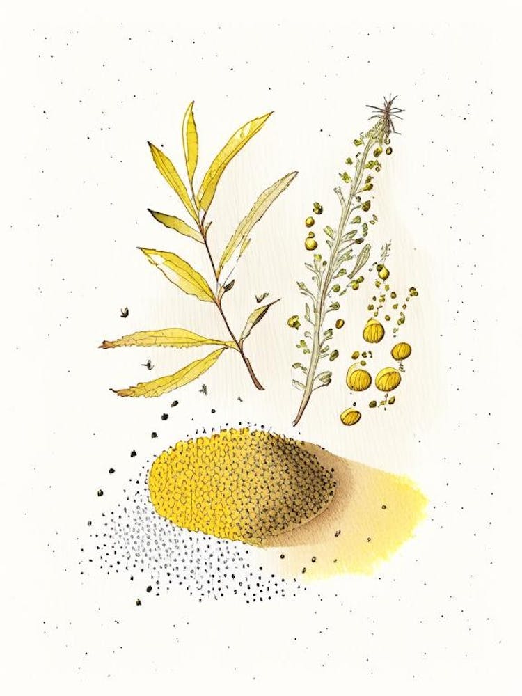 Mustard Seed Spices And Herbs Pencil Illustration 1