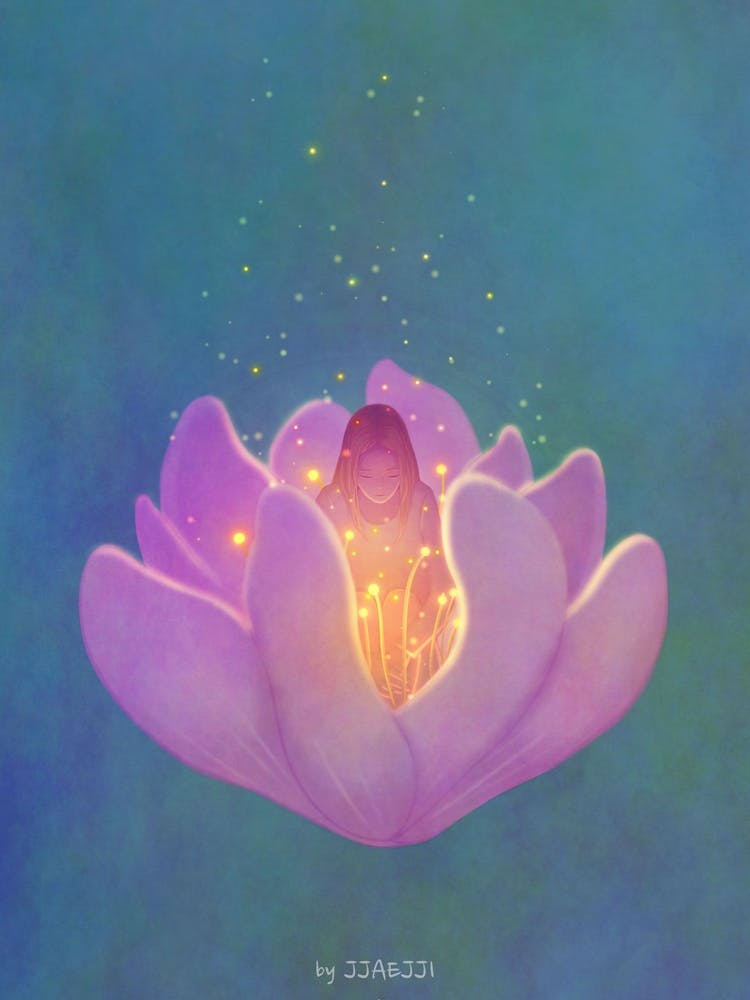 Soon spring , A girl in a flower