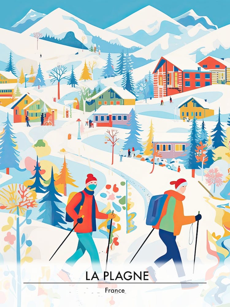 La Plagne   France, Ski Resort Poster Illustration 2