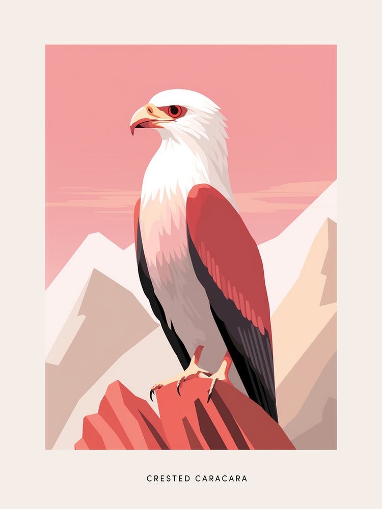 Minimalist Crested Caracara 1 Bird Poster