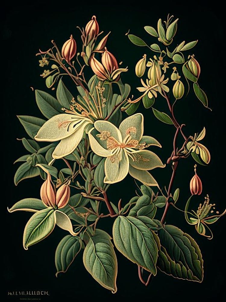 Honeysuckle 1 Floral Botanical Vintage Poster Flower