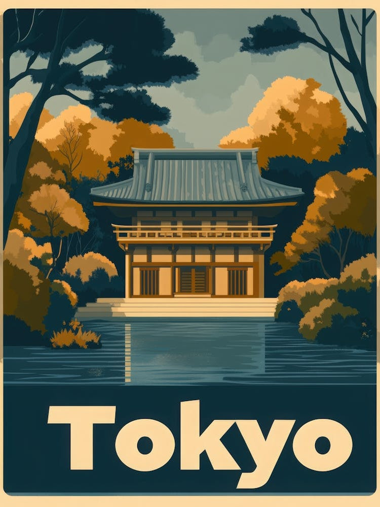 Aihrgdesign A Retro Travel Poster For Tokyo Featuring The Tra 5aada3b2 4ef4 42d5 Af64 Fbfd0a6bb089 0