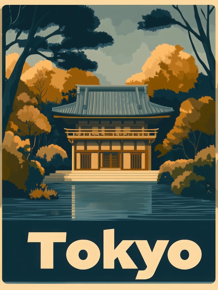 Aihrgdesign A Retro Travel Poster For Tokyo Featuring The Tra 5aada3b2 4ef4 42d5 Af64 Fbfd0a6bb089 0