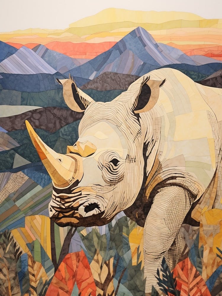 Colourful Patchwork Rhino 1