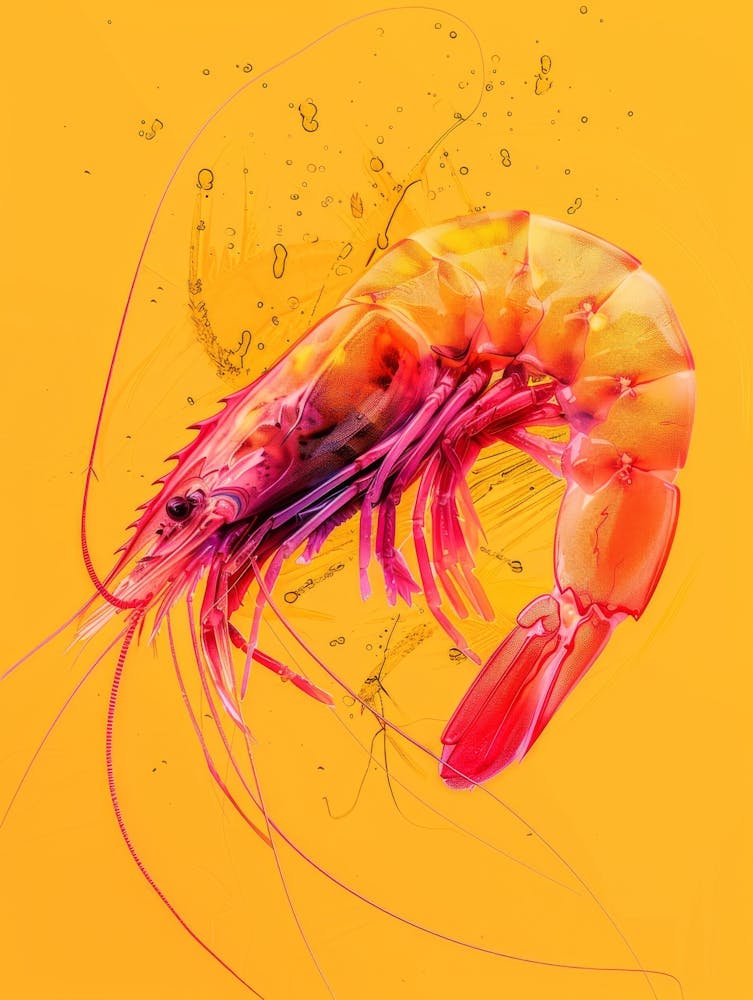 Shrimp On Yellow Background 1
