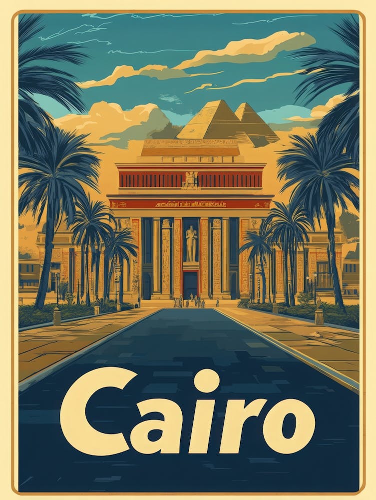 Aihrgdesign Ein Retro-Reiseposter für Kairo mit The Gra A26f90b6 F8e6 43a0 9518 6fbe7aec2816 0