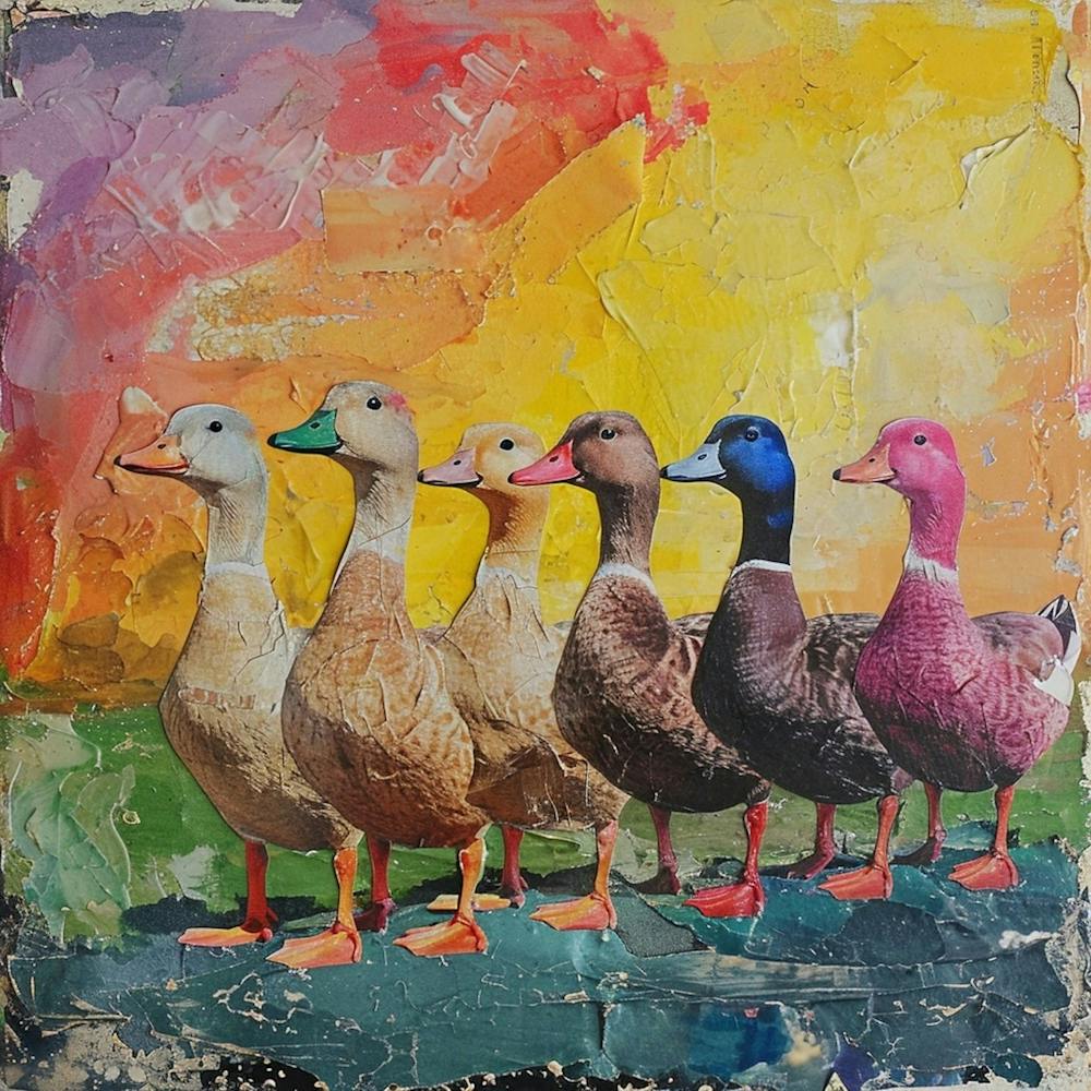 Regenbogenstreifen Enten-Collage 2