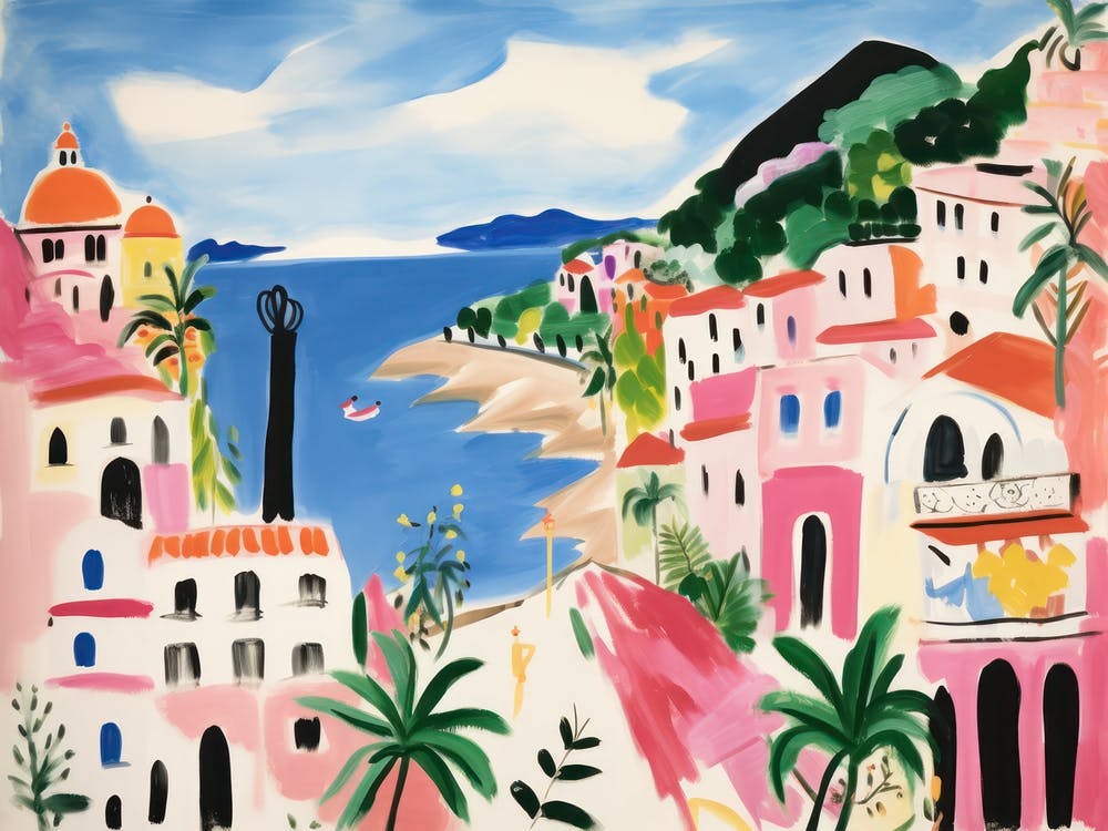 Amalfi Coast Cute Watercolour Illustration 2