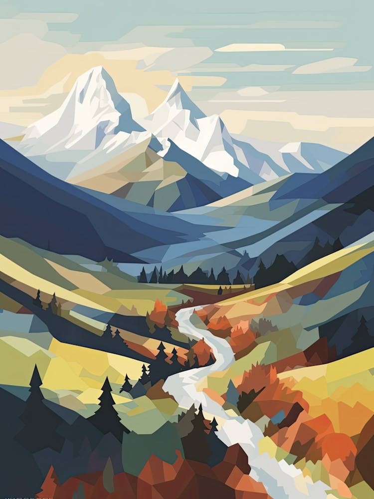 The Alps   Geometric Vector Illustration 0