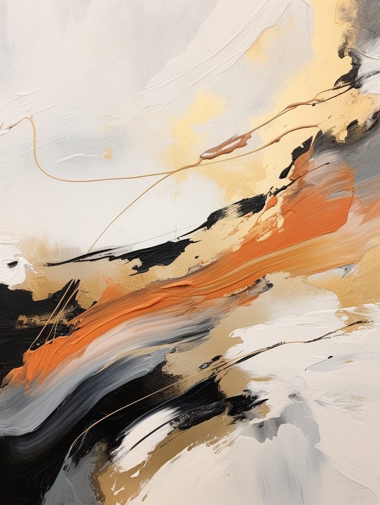 Charcoal And Orange Autumn Abstract Painting 1