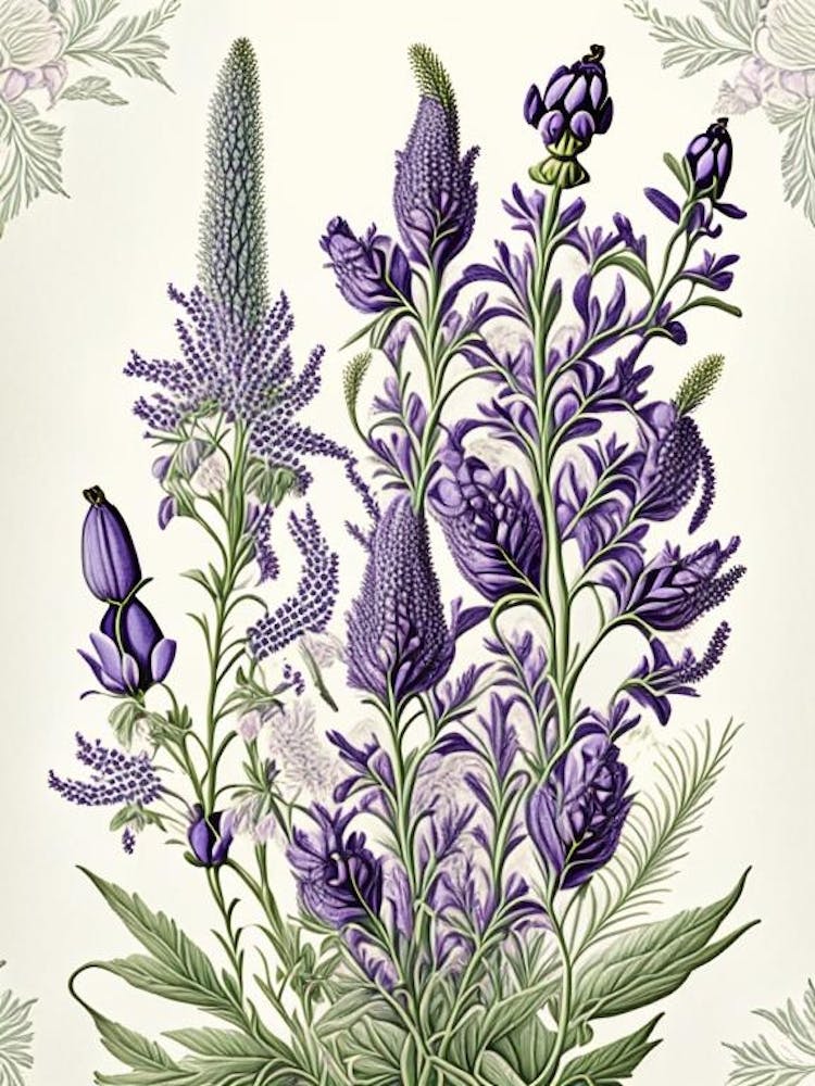 Lavender Floral 3 Botanical Vintage Poster Flower