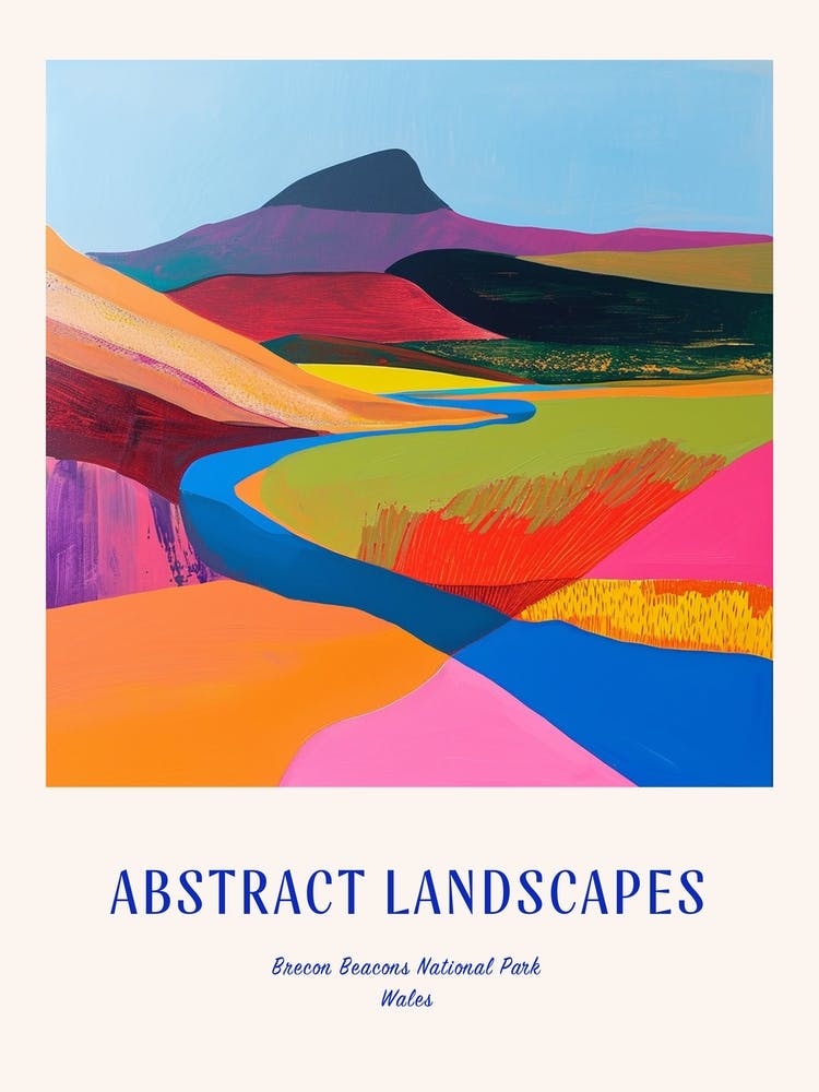Colourful Abstract Brecon Beacons National Park Wales 2 Poster Blue