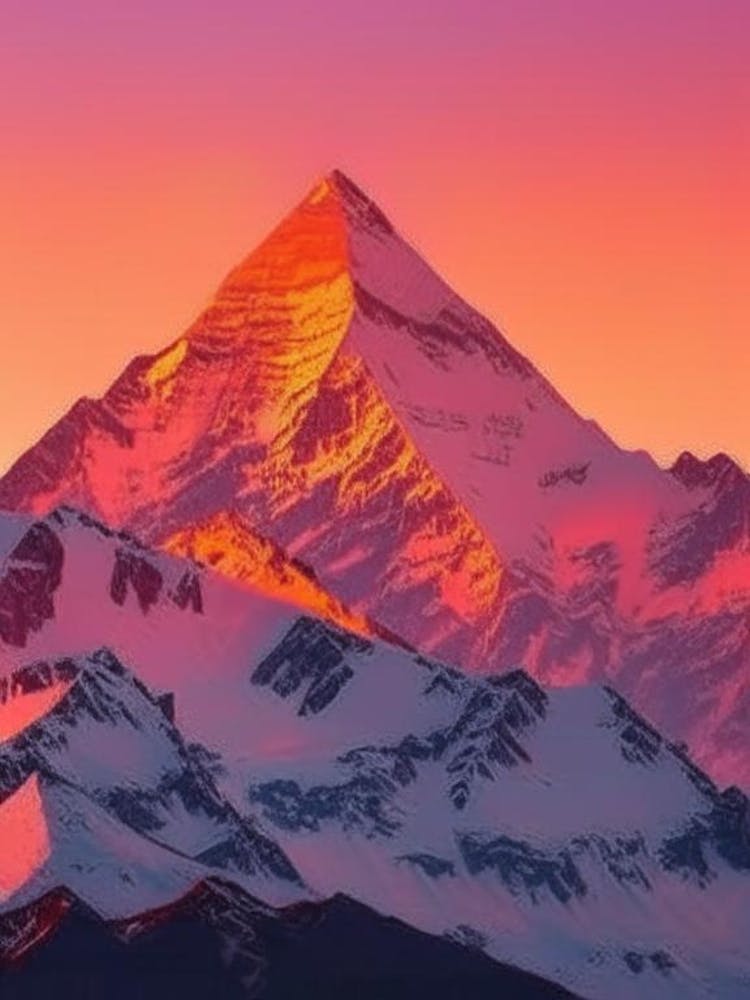 Mount Everest Retro Sunset
