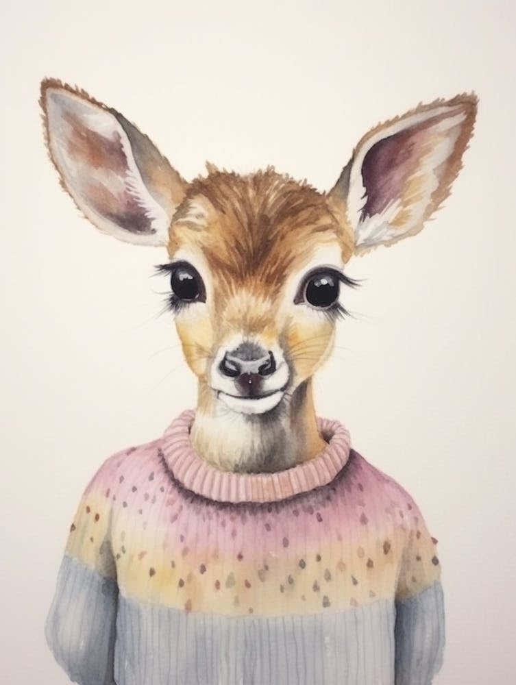 Baby Animal Watercolour Deer 2