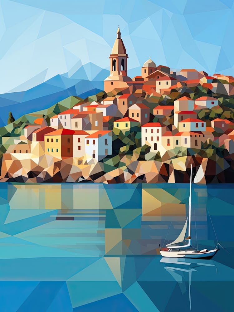 Collioure, France, Geometric Illustration 4