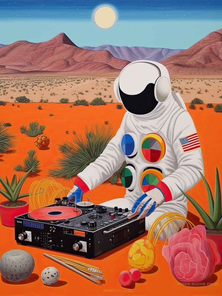 An Astronaut Djing In The Desert 1