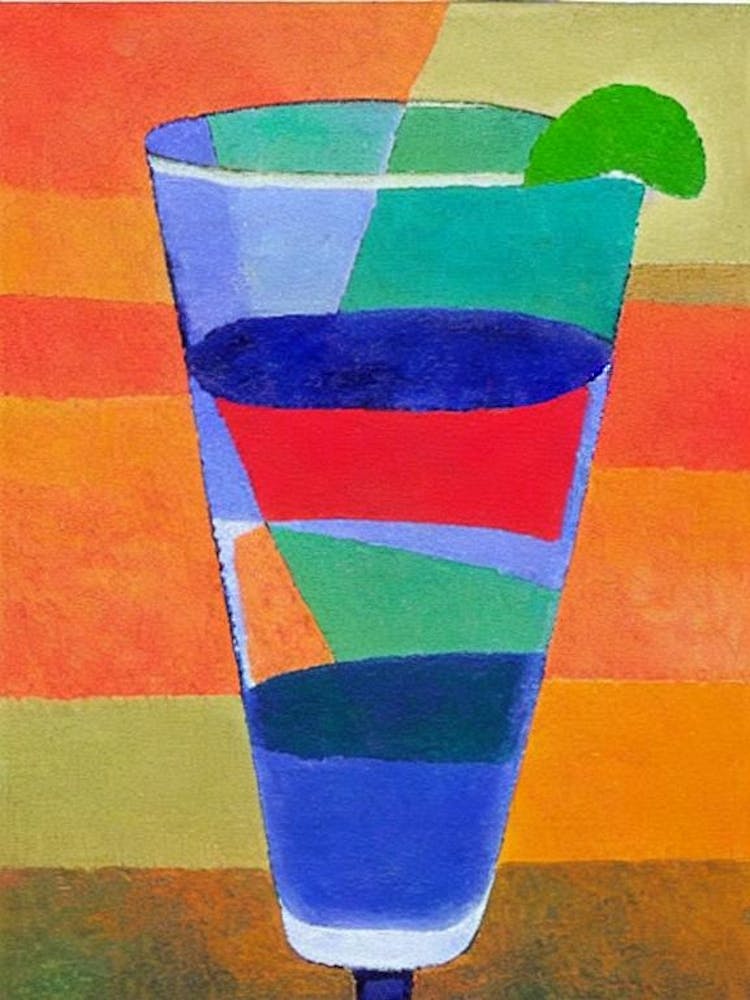 Blue Lagoon Paul Klee Inspired Abstract Cocktail Poster