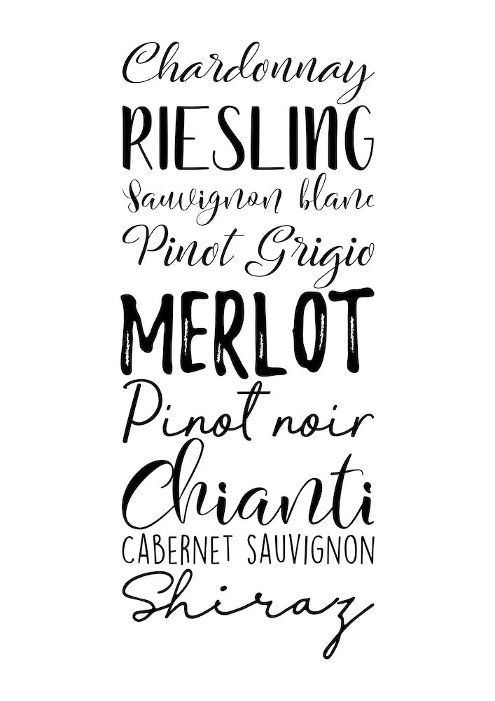 Wine Types Typography