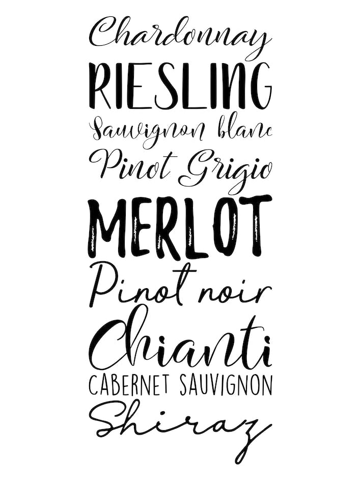 Wine Types Typography