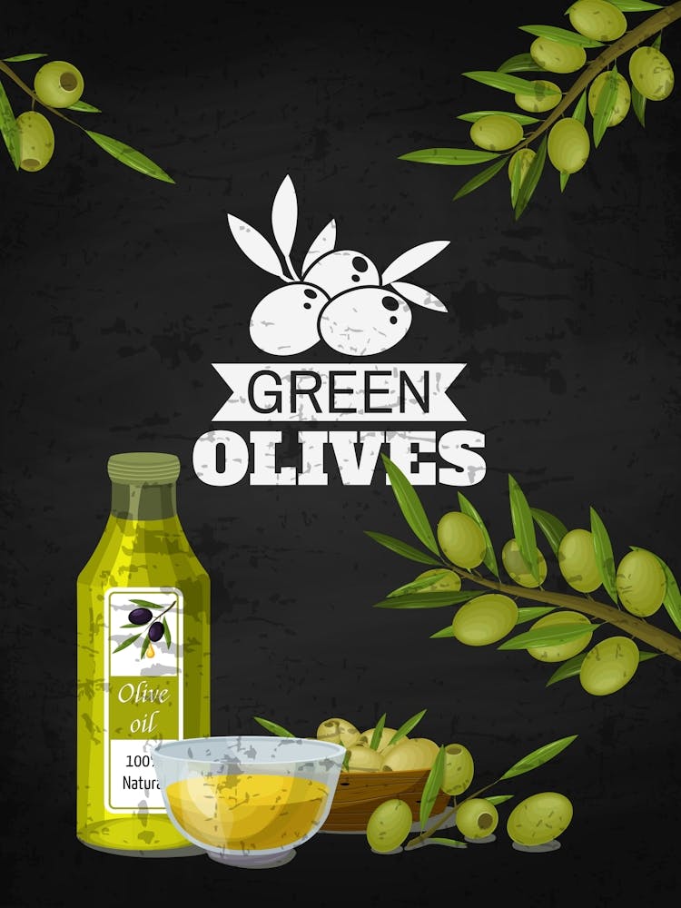 Green Olives - olives poster, kitchen wall art