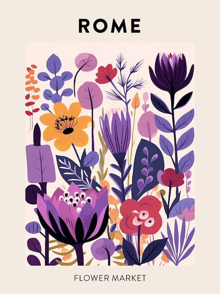 Flower Market Poster Rome Italy 2
