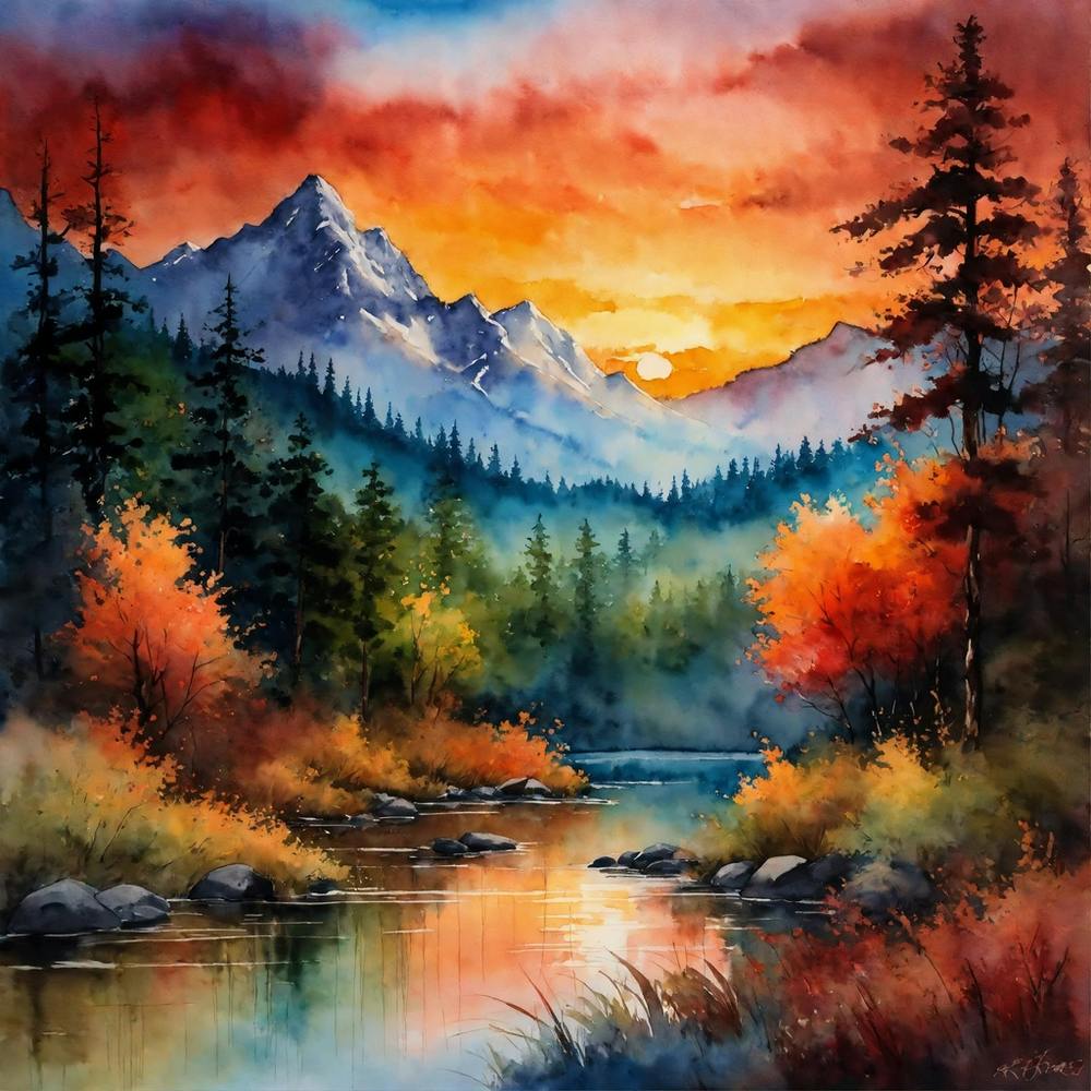 Sunset In The Mountains
