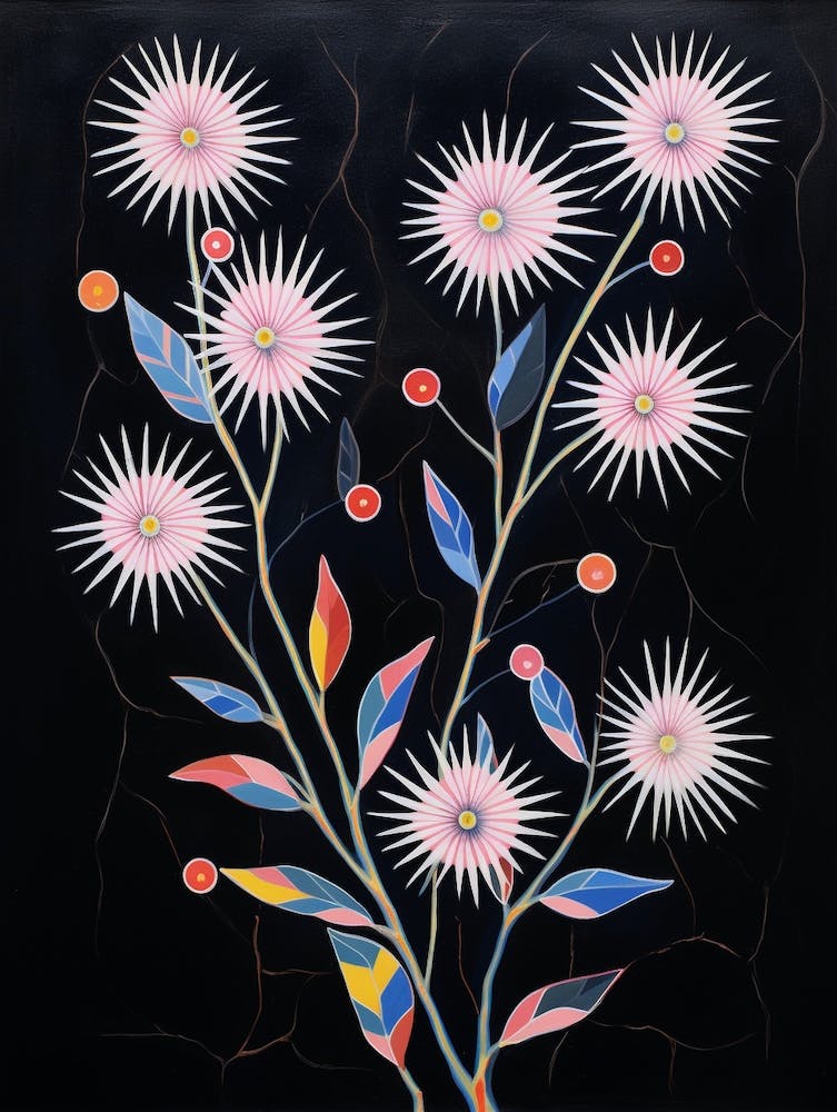 Asters 5 Hilma Af Klint Inspired Flower Illustration