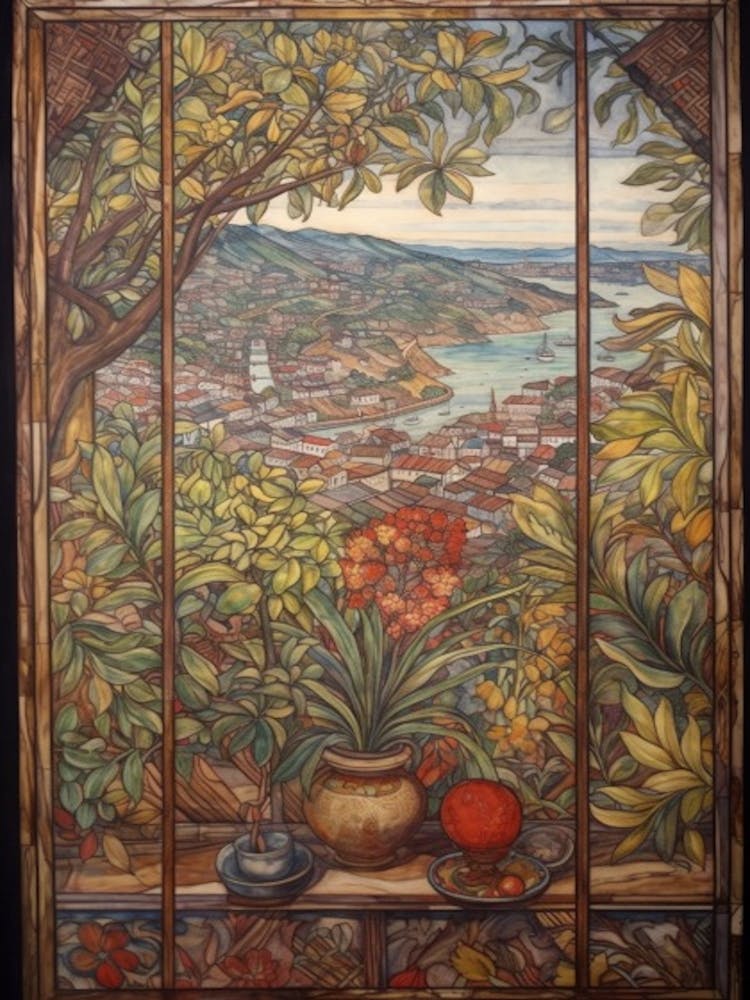 A Window View Of Rio De Janeiro In The Style Of Art Nouveau 4