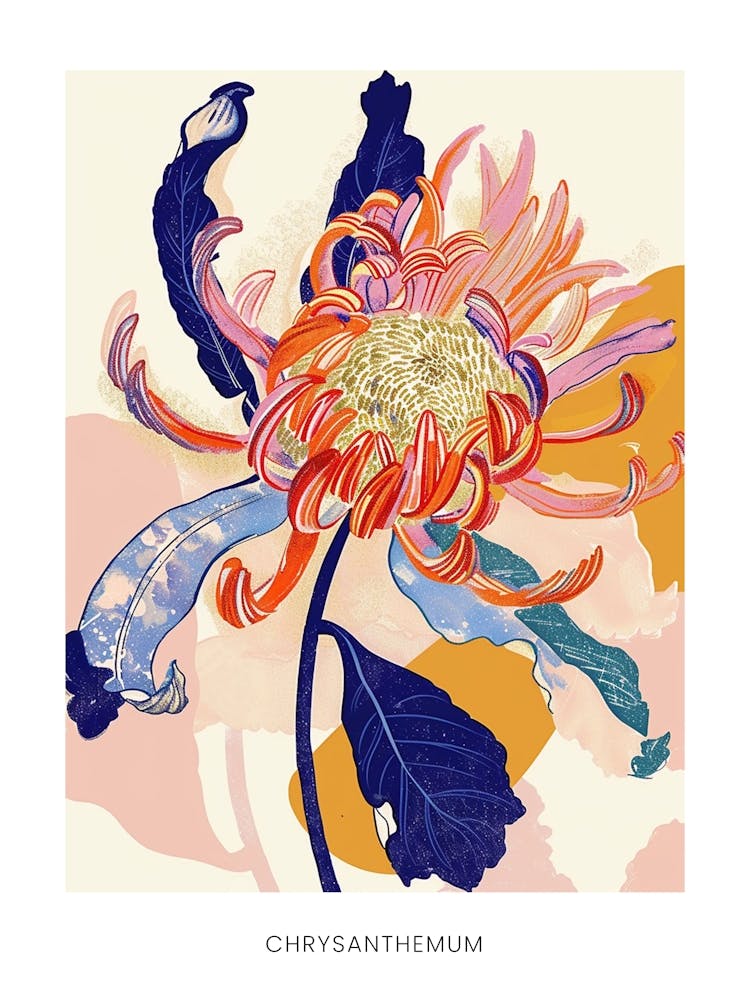 Colourful Flower Illustration Poster Chrysanthemum 3
