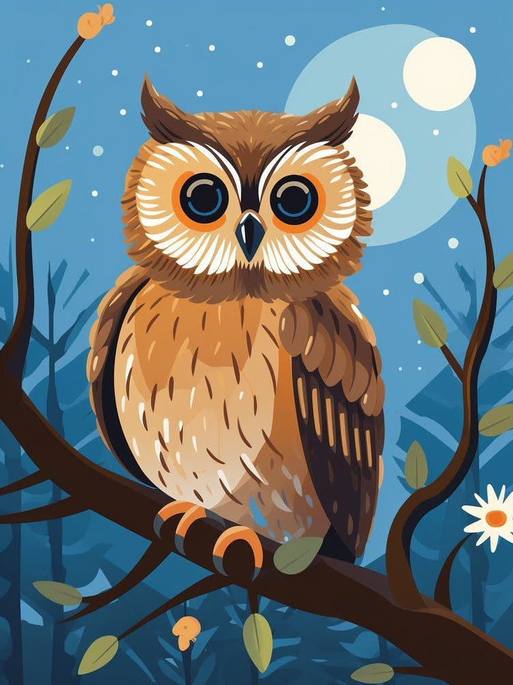 Baby Animal Illustration  Owl 1