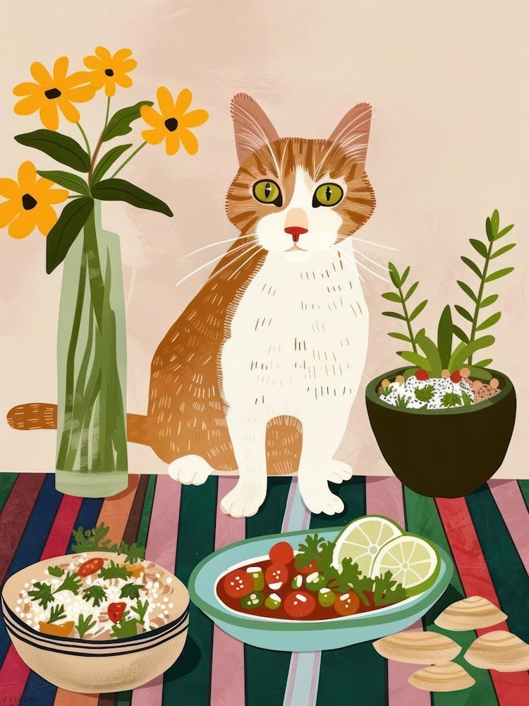 Cat And Mexican Food 2