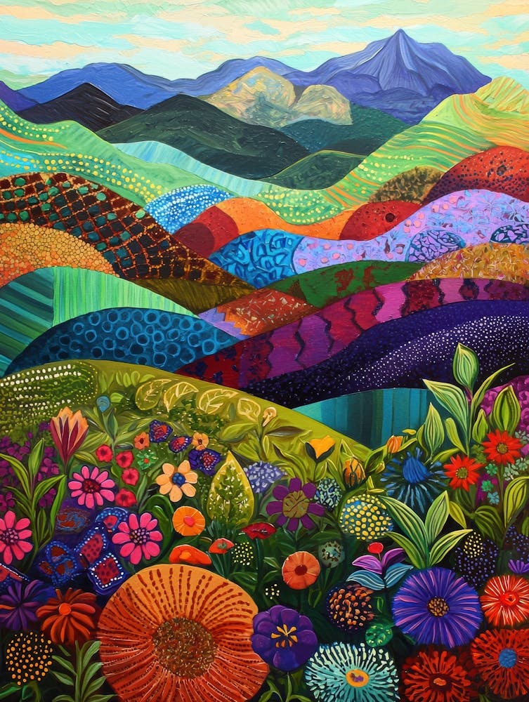 Colorful Flowers In The Mountains