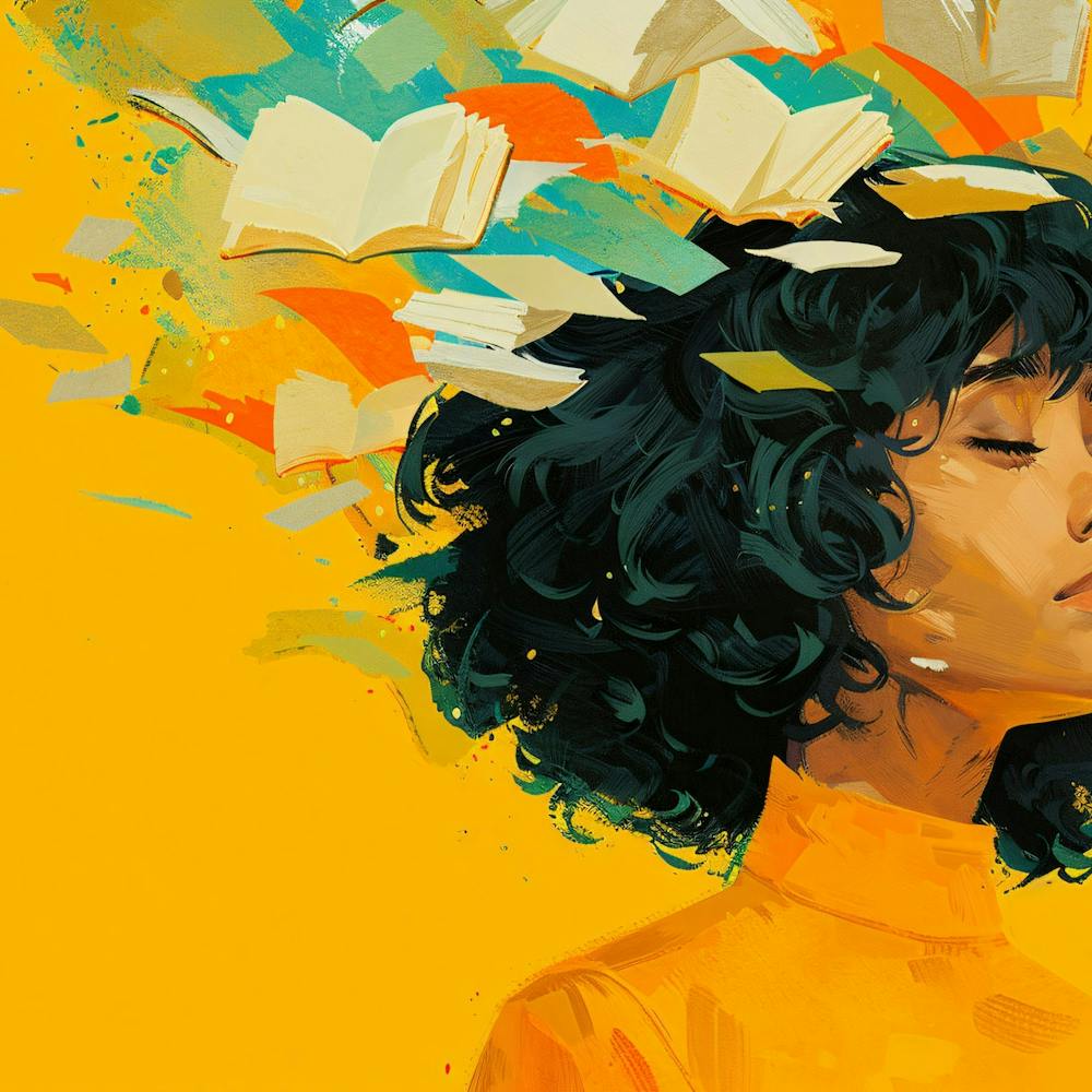 Girl With Books In Her Head
