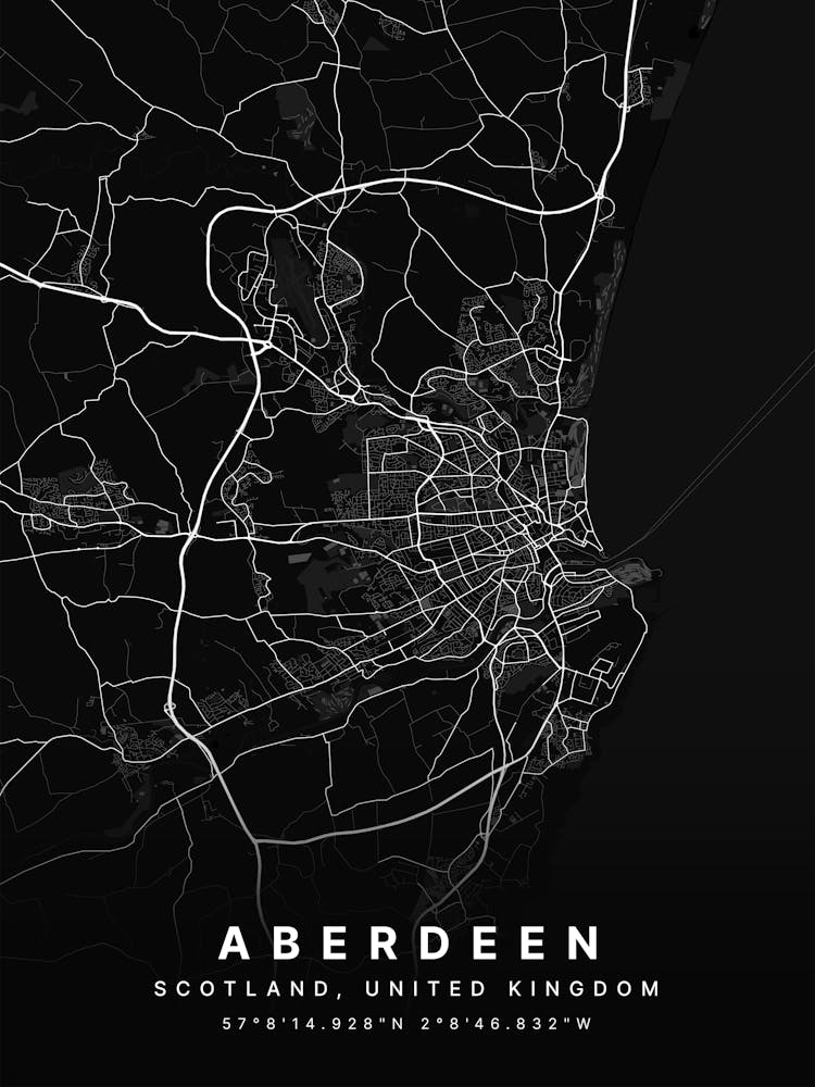 Aberdeen Scotland Black Map