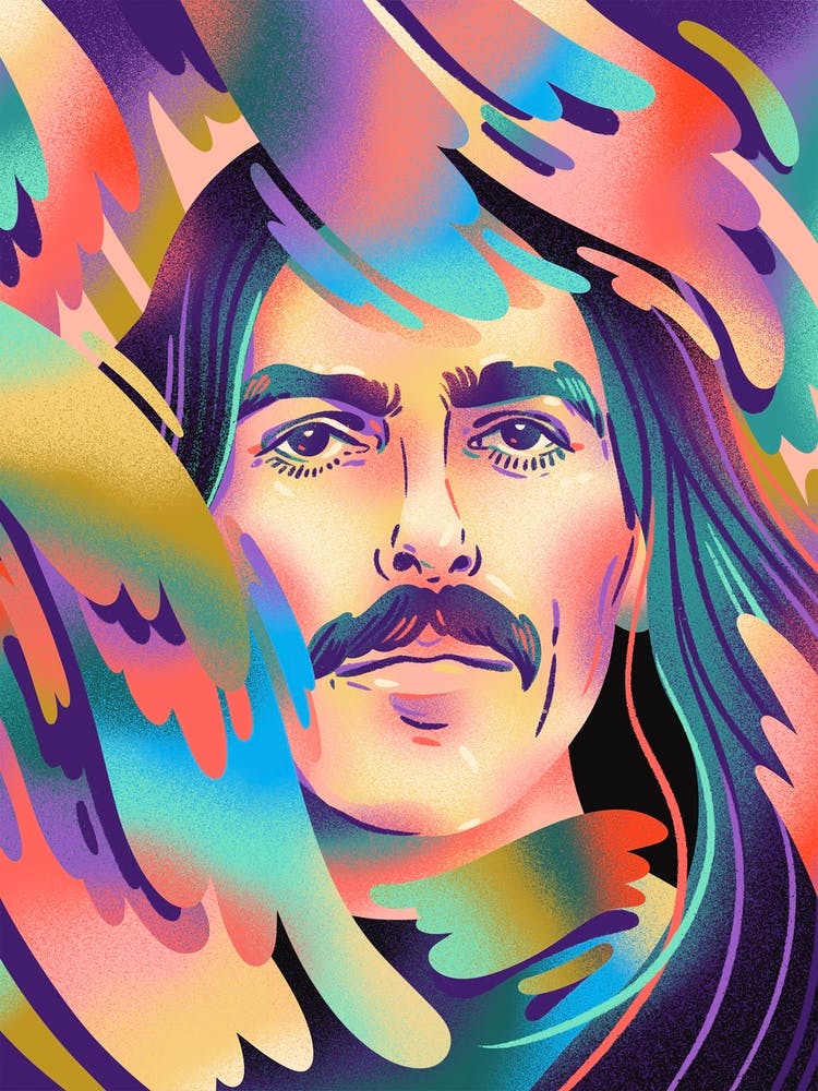 George Harrison Fan Art With Colorful Atmospheric  Splashes