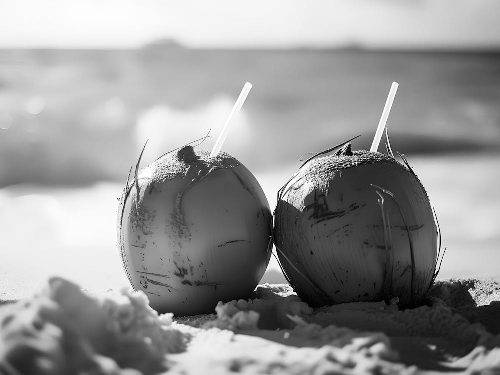 Two Coconuts On The Beach