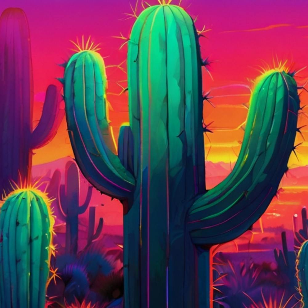 Cactus At Sunset