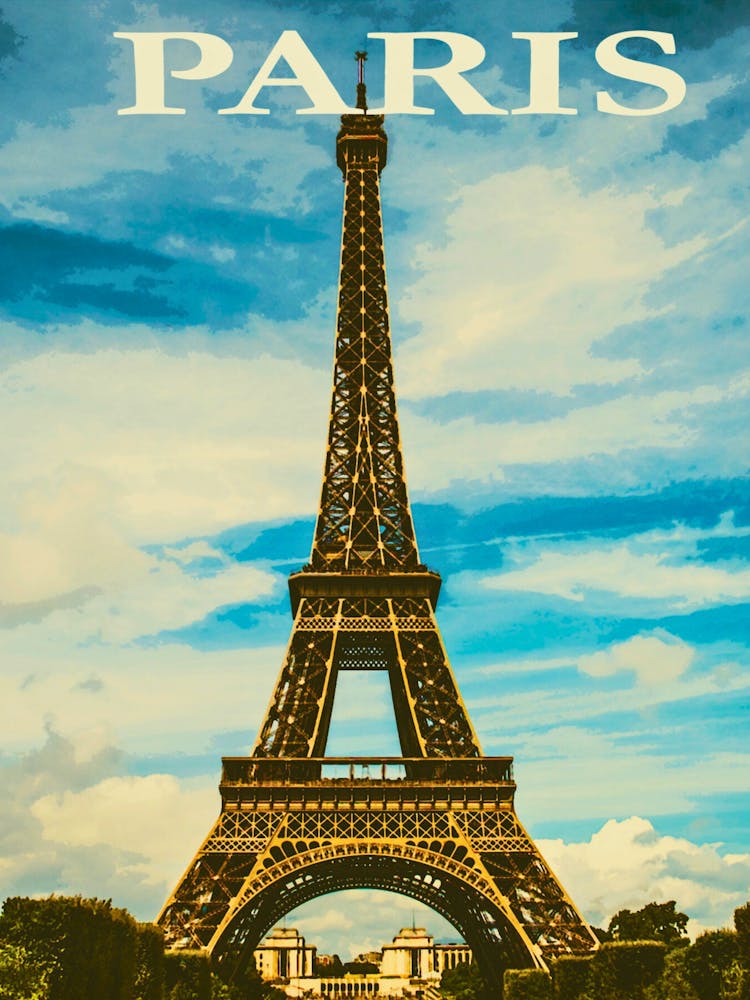 Paris Eiffel Tower Retro Vintage Poster