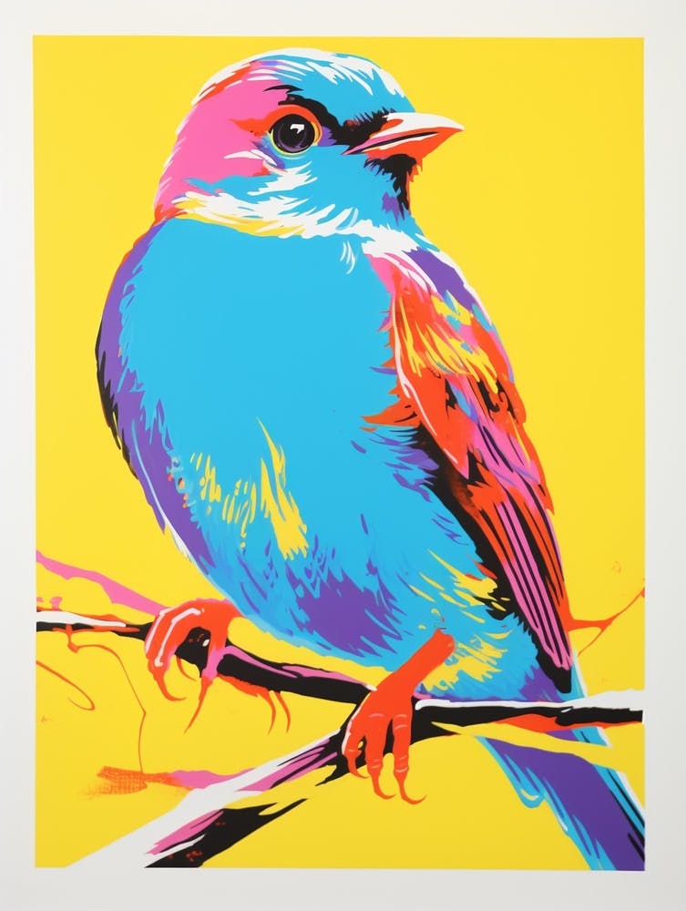 Andy Warhol Style Bird Bluebird 2