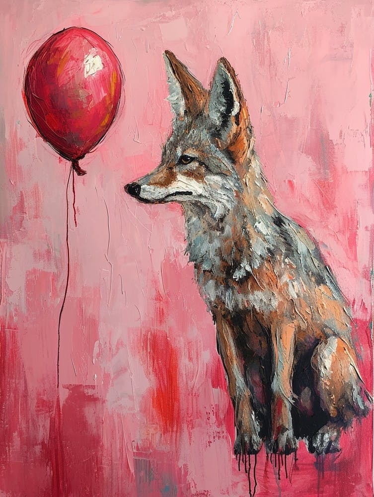 Cute Coyote 1 With Balloon