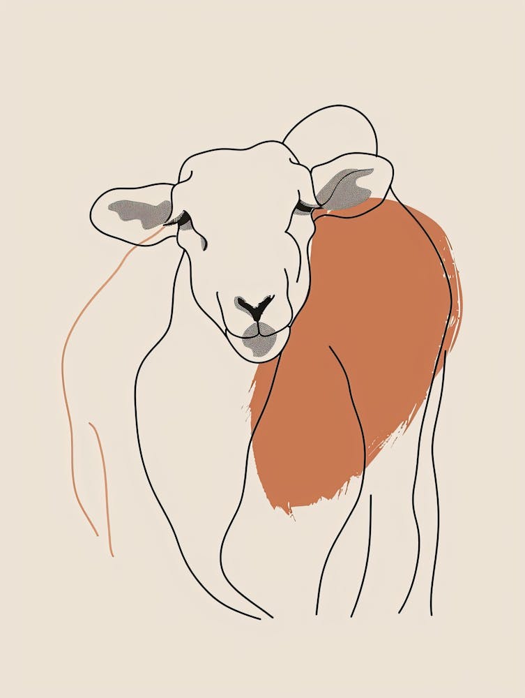 Sheep - Boho, Line Art 2