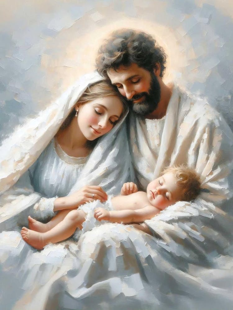 The Holy Family, Christian Painting, Nativity Art, Birth Of Jesus Art, Saint Joseph, Virgin Mary And Baby Jesus, Lds Art, Bible Painting