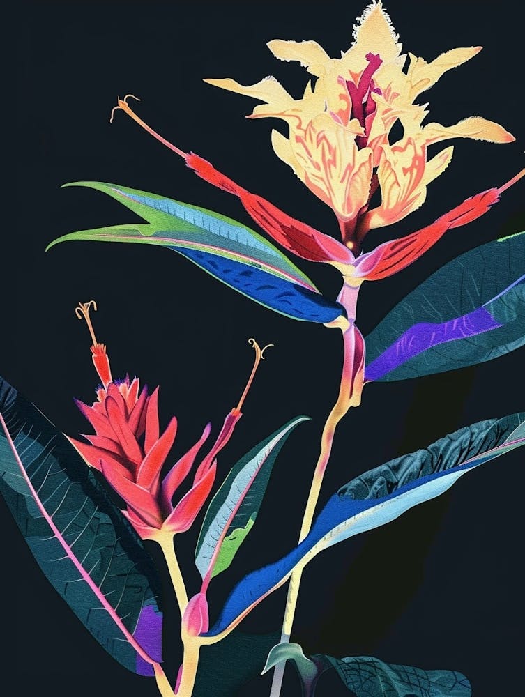 Neon Flowers On Black Celosia 2
