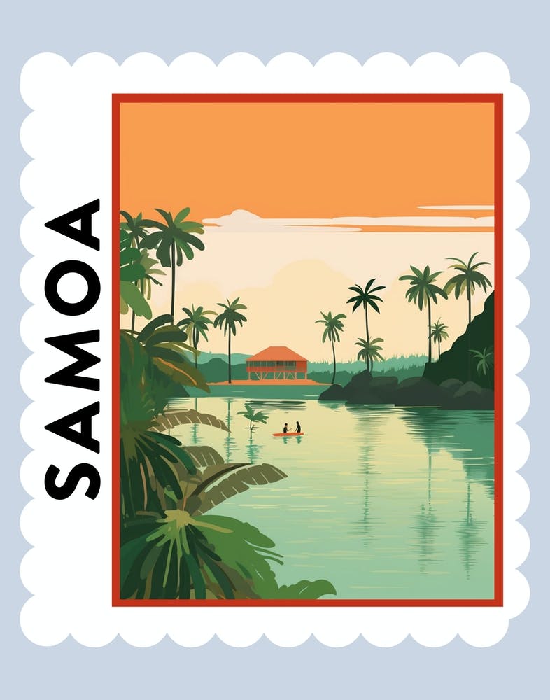 Samoa 2 Travel Stamp Poster