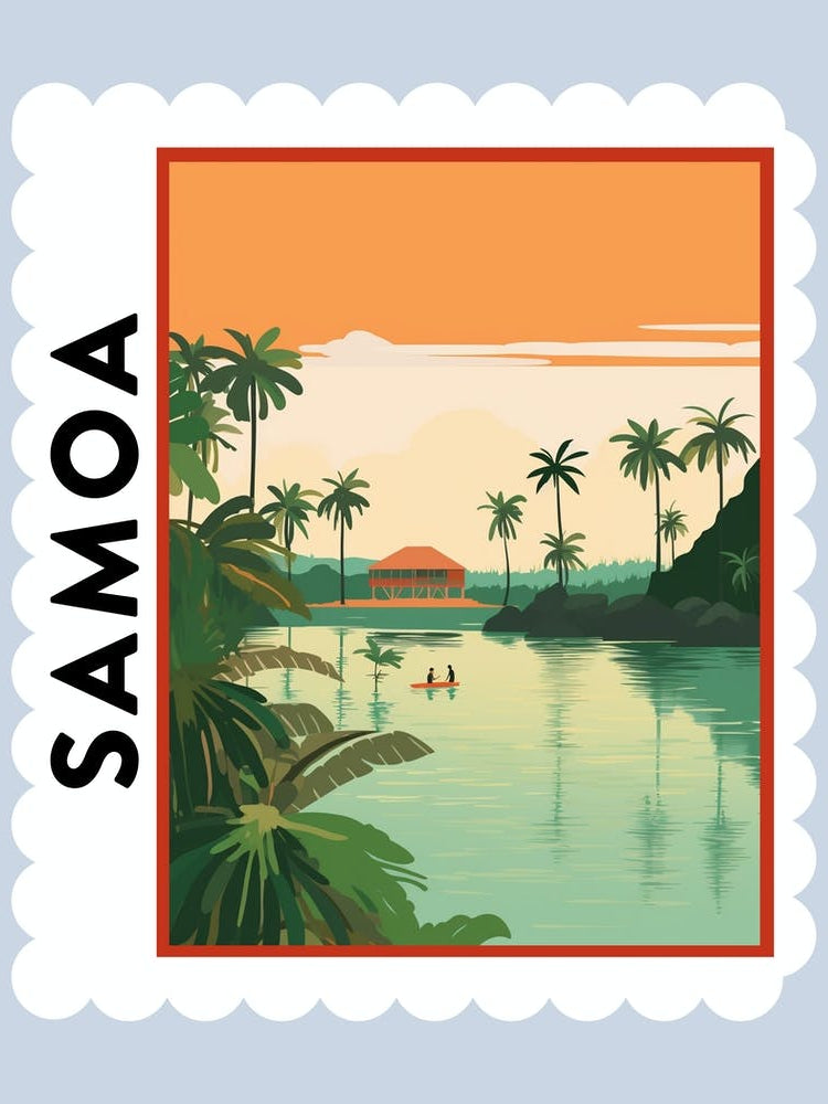 Samoa 2 Travel Stamp Poster