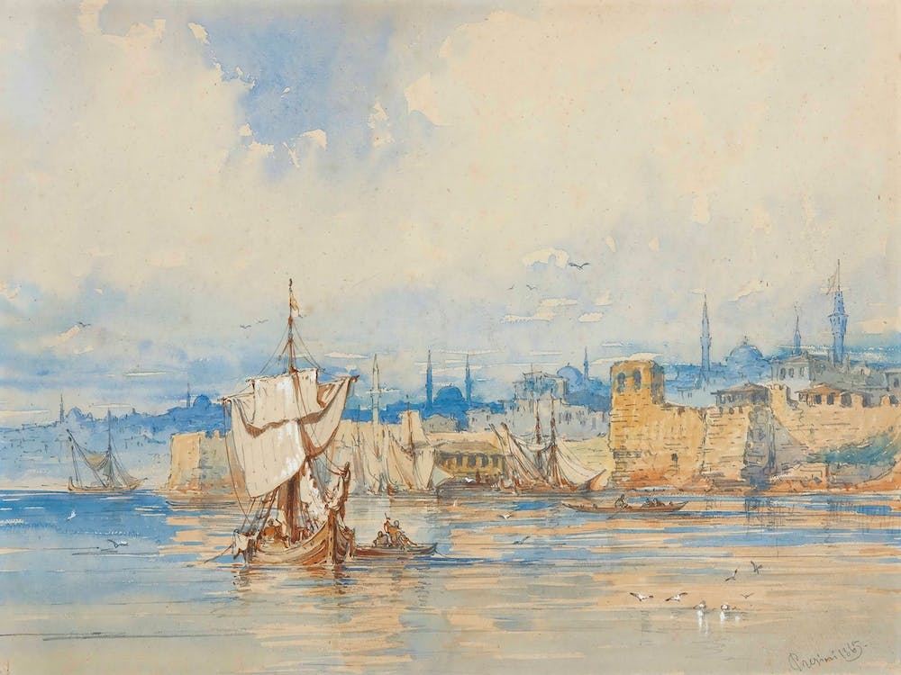 Fishing Boats On The Sea Of Marmara, Istanbul, Amadeo Preziosi