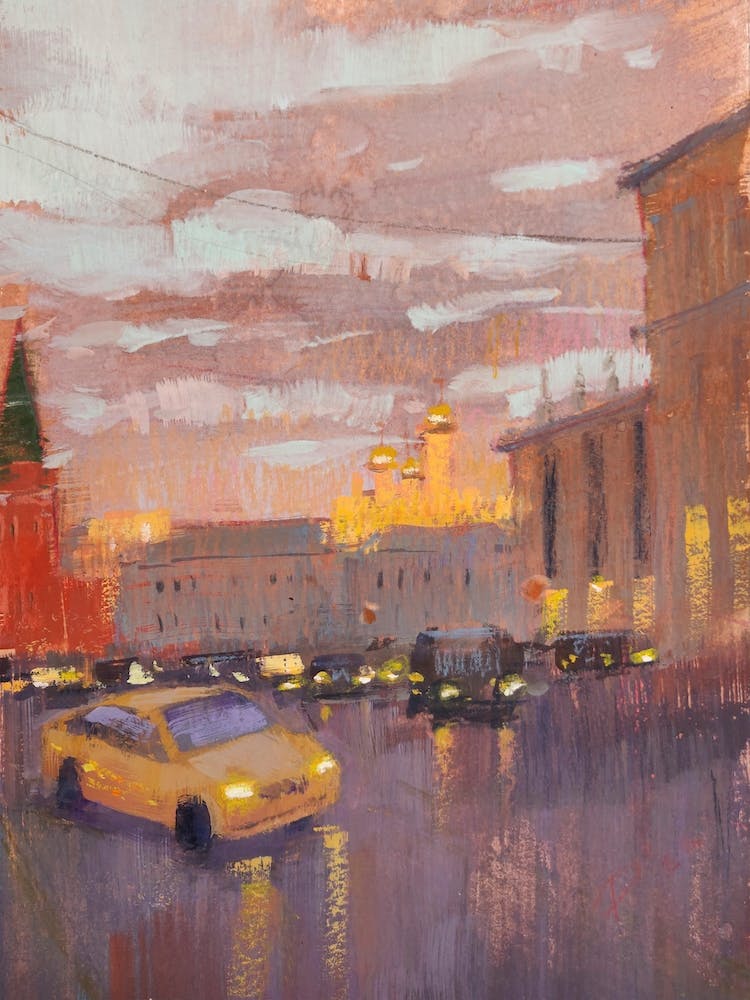 Rainy Evening In A Bustling City