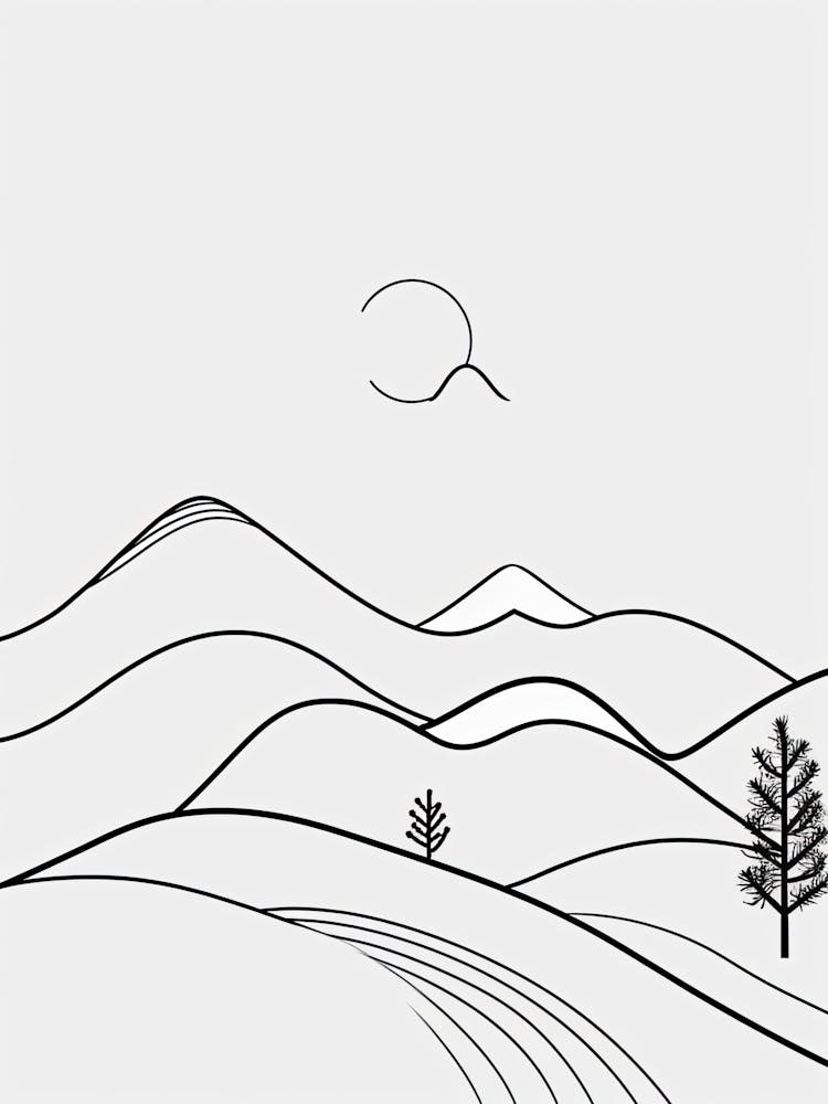 Mountains Minimalistic Line Art 0